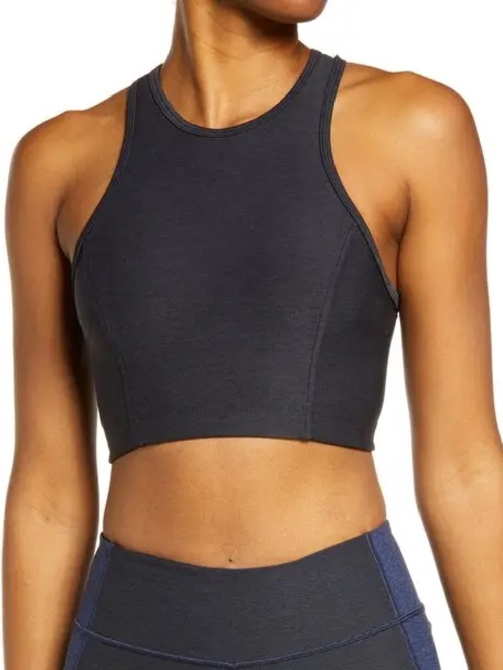 Outdoor Voices Charcoal Athena High-Neck Crop Sports Bra in Charcoal